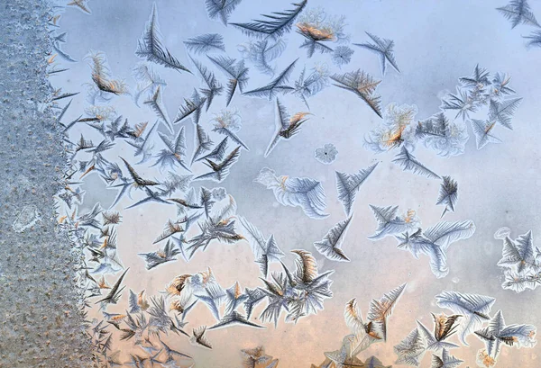 Winter frost on window glass — Stock Photo, Image