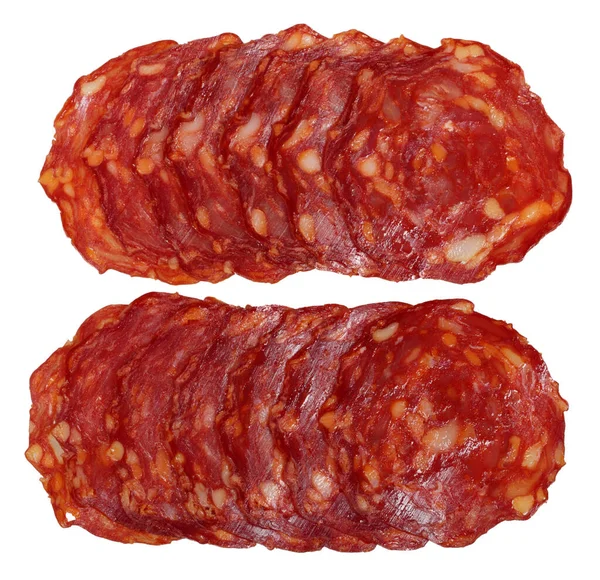 Plátky klobásy chorizo — Stock fotografie