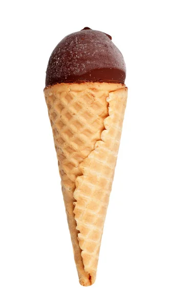 Chocolade-ijs in wafel kegel Rechtenvrije Stockafbeeldingen