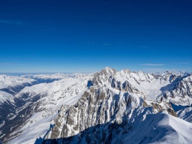 Aiguille du Midi, Fransız Alpleri. Kayak merkezi. Chamonix Mont Blanc, Fransa. Avrupa 'da tatiller