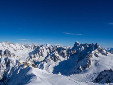 Aiguille du Midi, Fransız Alpleri. Kayak merkezi. Chamonix Mont Blanc, Fransa. Avrupa 'da tatiller