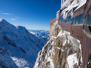 Aiguille du Midi, Fransız Alpleri. Kayak merkezi. Chamonix Mont Blanc, Fransa. Avrupa 'da tatiller
