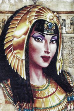 Kleopatra'nın görüntüsüyle papirüs