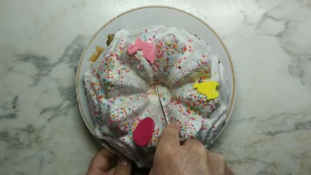 Pastel Pascua Con Apliques Arriba Krashenki Abajo Acércate Desde Arriba — Vídeo de stock