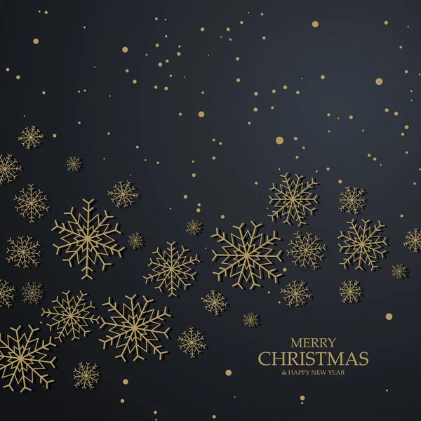 Schwarzer weihnachtlicher Hintergrund mit goldenen Schneeflocken — Stockvektor