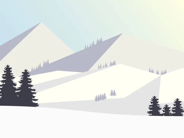 Fantastische winterlandschap. Panorama van de winterlandschap in de bergen. Vectorillustratie — Stockvector