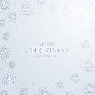 Kar taneleri ile beyaz Noel arka plan. Kar taneleri çerçevesinden