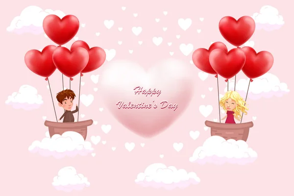 초대 카드 발렌타인 추상적인 배경 텍스트와 핑크 하트 구름, 유혹 하는 사랑에 부부와 함께. 벡터 일러스트 레이 션 — 스톡 벡터