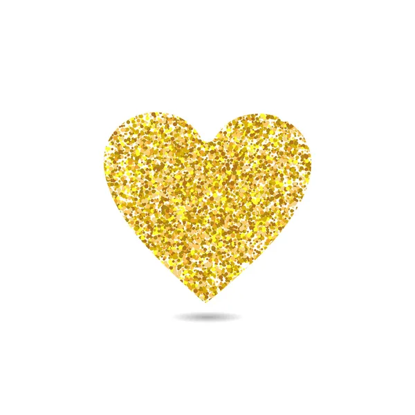 Coração de glitter dourado. Antecedentes polka dot vector illustration — Vetor de Stock