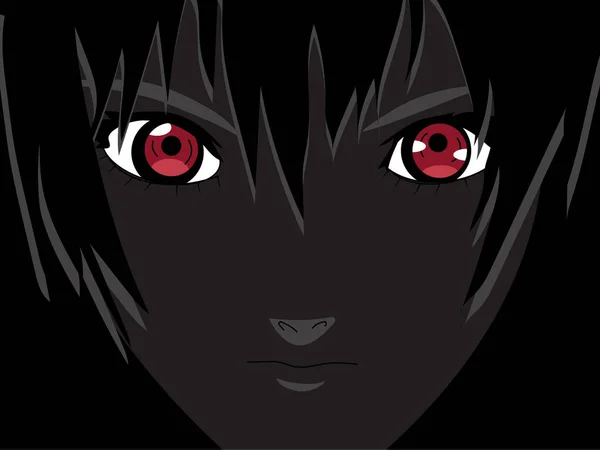 Póster com Moldura Olhos de anime. olhos vermelhos em fundo branco