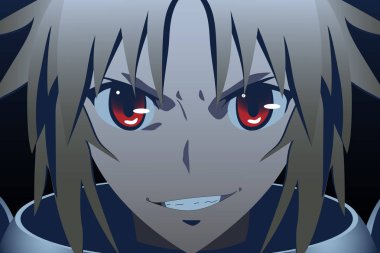 Anime gözleri. Anime Çizgi film ile kırmızı gözleri yüzünden. Vektör çizim