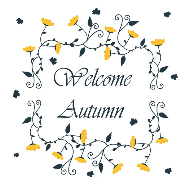 Vorlage Herbst Hintergrund mit Blumenrahmen — Stockvektor