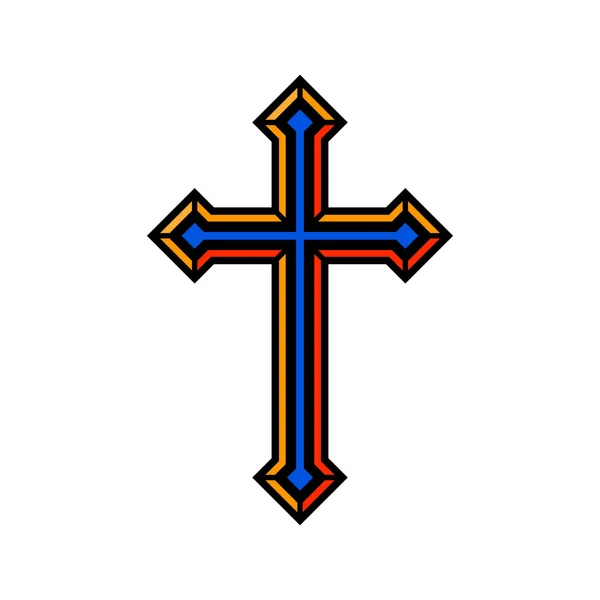 Croix chrétienne religieuse colorée crucifix design — Image vectorielle