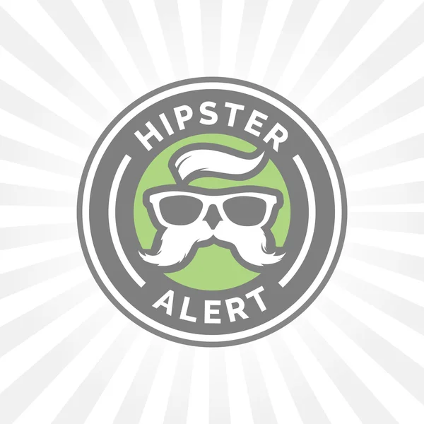 Hipster alert icon with hippie glasses and mustache symbol. — Stock Vector