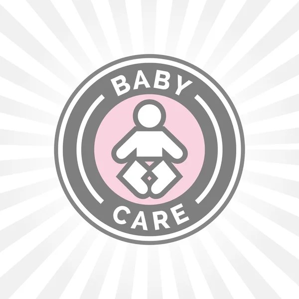 Panneau d'insigne de soins pour bébé avec silhouette icône bébé . — Image vectorielle