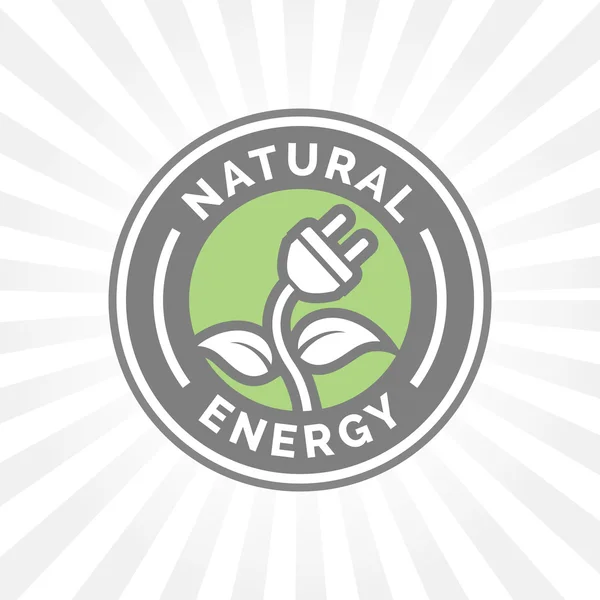 Simbolo dell'icona dell'energia elettrica naturale con il segno della spina elettrica — Vettoriale Stock