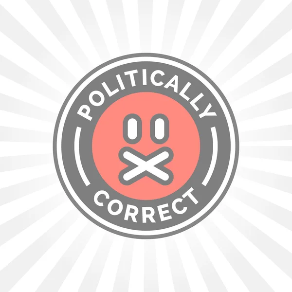 Icône politiquement correcte. Le politiquement correct censure la liberté d'expression — Image vectorielle