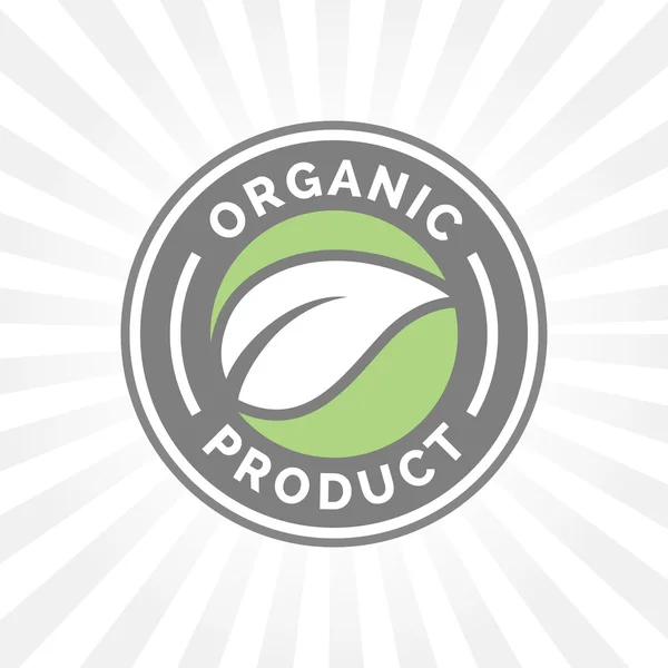 Insignia de icono de producto orgánico con diseño de forma de hoja . — Vector de stock