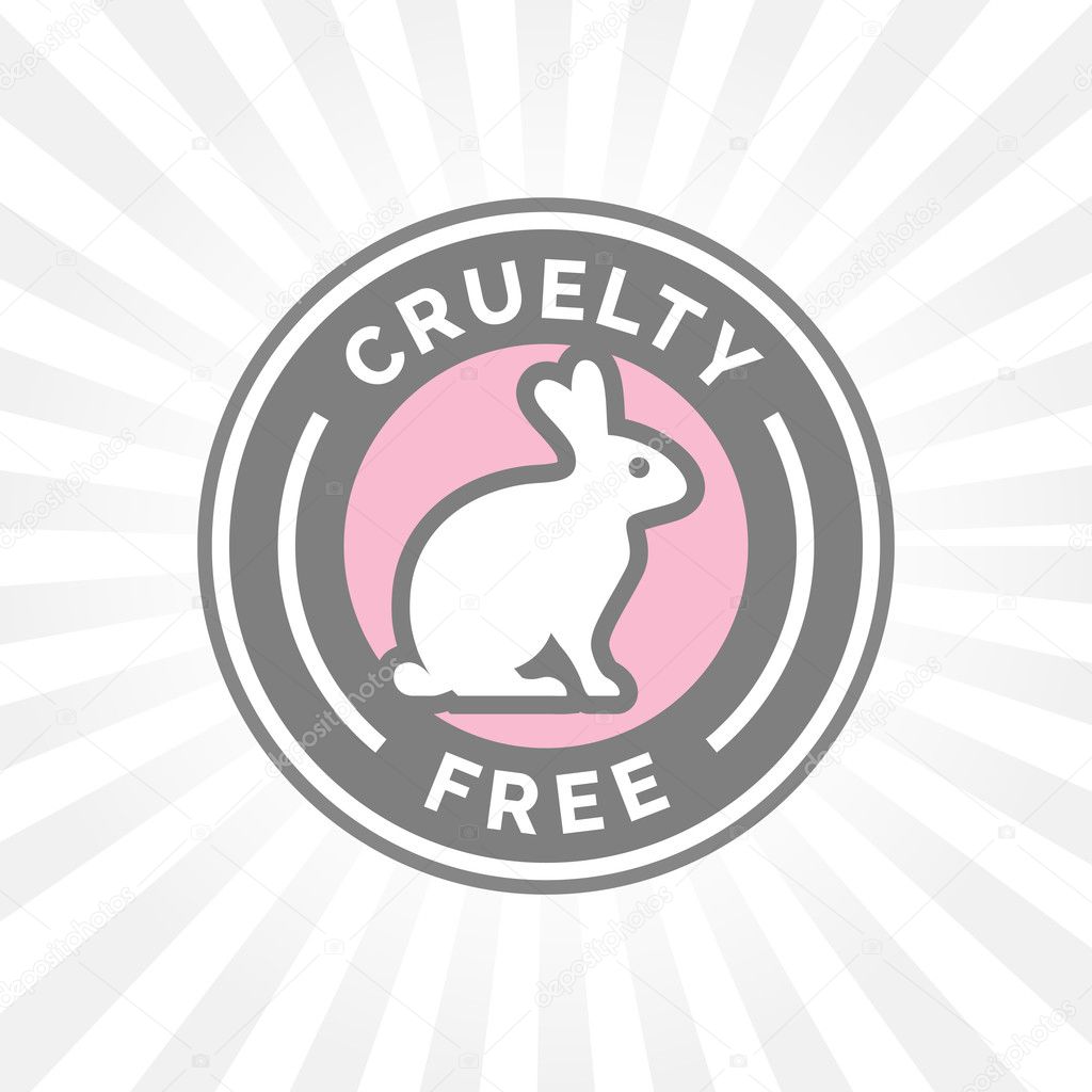 Animal cruelty free icon design with rabbit vector symbol. Product not tested on animals sign with grey, white and pink rabbit badge. Vector illustration.