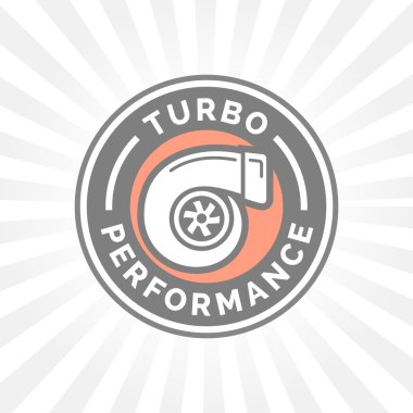 Turbo performans simgesi rozet araba Turbo kompresör simgesiyle.