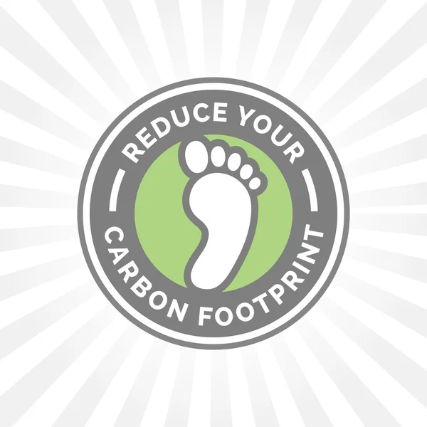 Reduzieren Sie Ihren CO2-Fußabdruck mit grüner Umweltplakette. — Stockvektor