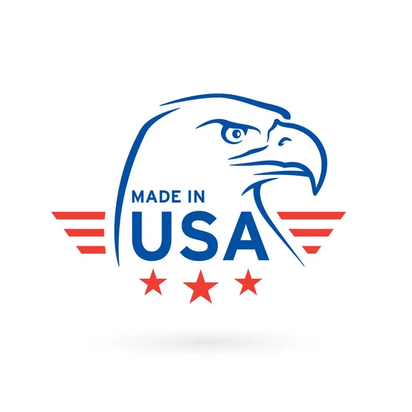 Icono hecho en USA con emblema American Eagle. Ilustración vectorial . — Vector de stock
