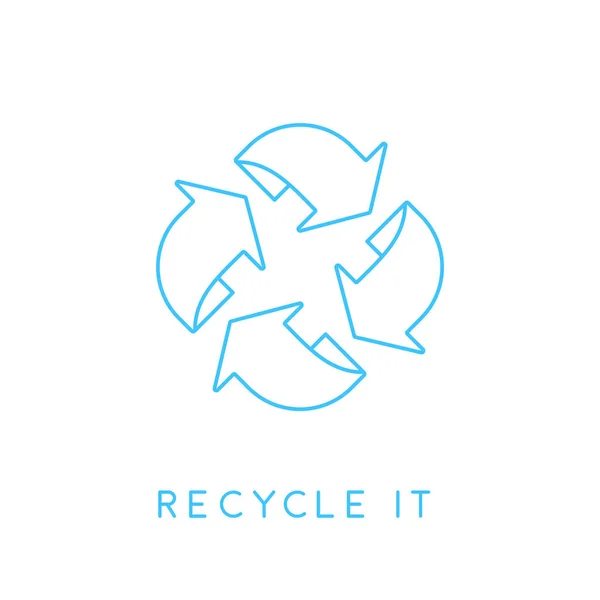 Recycle it - abstract blue linear recycling icon — Stock Vector