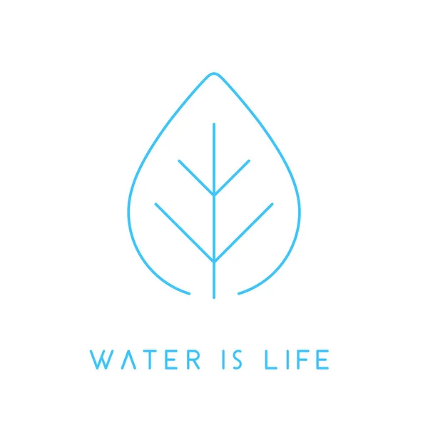 Su hayat kavramı su damla yaprak simgesidir — Stok Vektör