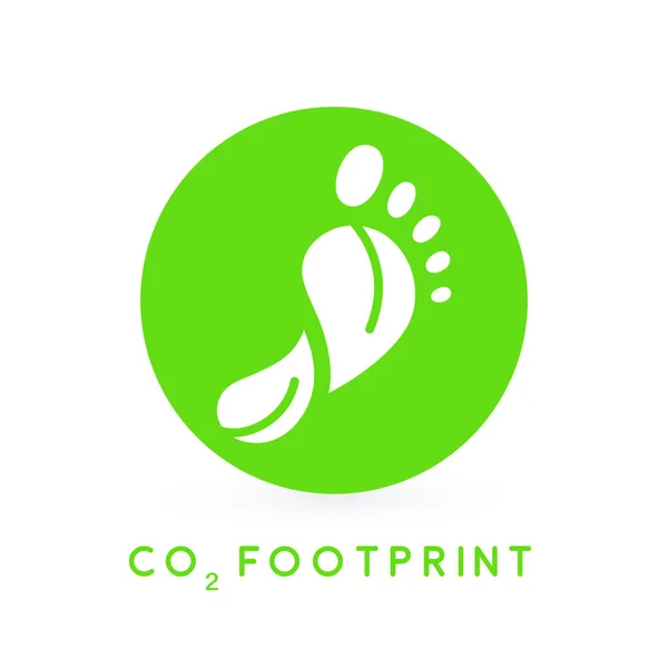 Konzept CO2-Fußabdruck hinterlässt Symbol im grünen Kreis. Vektorillustration. — Stockvektor