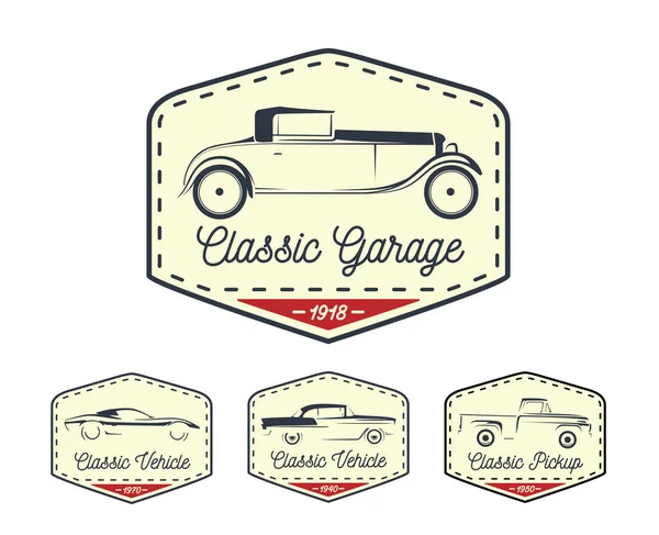 古典的なレトロな自動車のアイコンをコレクションの車のバッジのロゴ — ストックベクタ