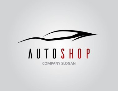 Otomatik araba satıcısı logo tasarımı ile konsept spor araç siluet