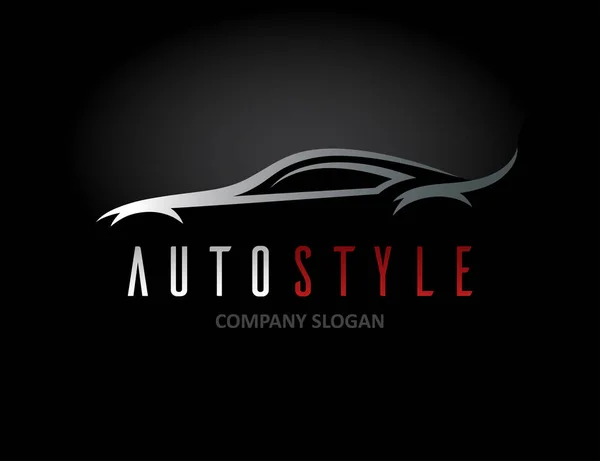 Auto-Stil Auto-Logo-Design mit Konzept-Sportfahrzeug-Silhouette — Stockvektor