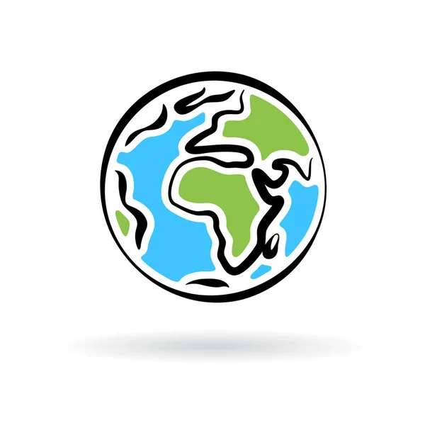Ícone abstrato do planeta Terra isolado sobre fundo branco. Ilustração vetorial . — Vetor de Stock