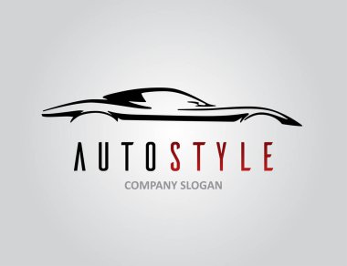 Otomatik stil araba logo tasarımı ile konsept spor araç siluet
