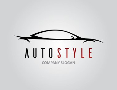 Otomatik stil araba logo tasarımı ile konsept spor araç siluet