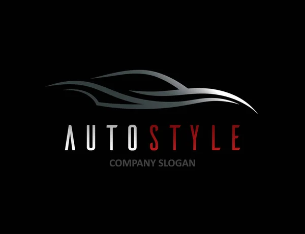 Дизайн логотипа автомобиля с абстрактным силуэтом спортивного автомобиля — стоковый вектор