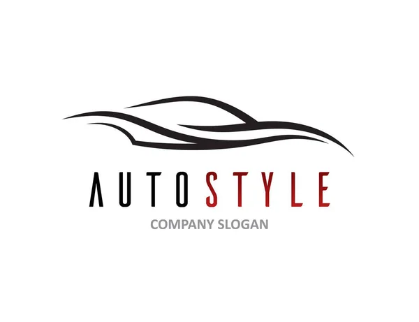 Design del logo automobilistico con silhouette astratta del veicolo sportivo — Vettoriale Stock