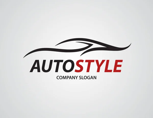 Design del logo automobilistico con silhouette astratta del veicolo sportivo — Vettoriale Stock