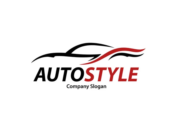 Design del logo automobilistico con silhouette astratta del veicolo sportivo — Vettoriale Stock