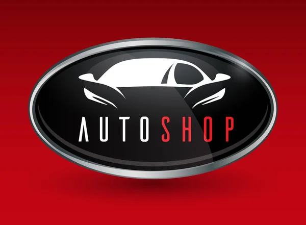 Konzeptfahrzeug-Logo aus Chrom mit Sportwagen-Silhouette — Stockvektor