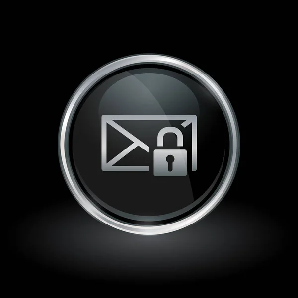 电子邮件信封内圆的银色和黑色象征的挂锁图标 — 图库矢量图片