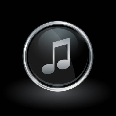 Şarkı not simgesini içinde yuvarlak gümüş ve siyah amblemi