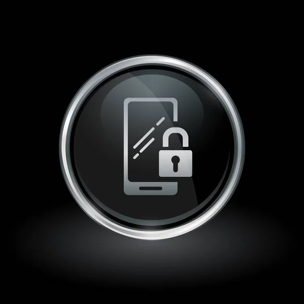 内圆的银色和黑色 em 手机安全图标 — 图库矢量图片