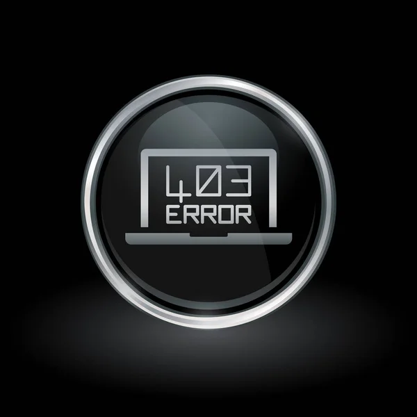 Acceso prohibido icono de error dentro de plata redonda y emblema negro — Vector de stock