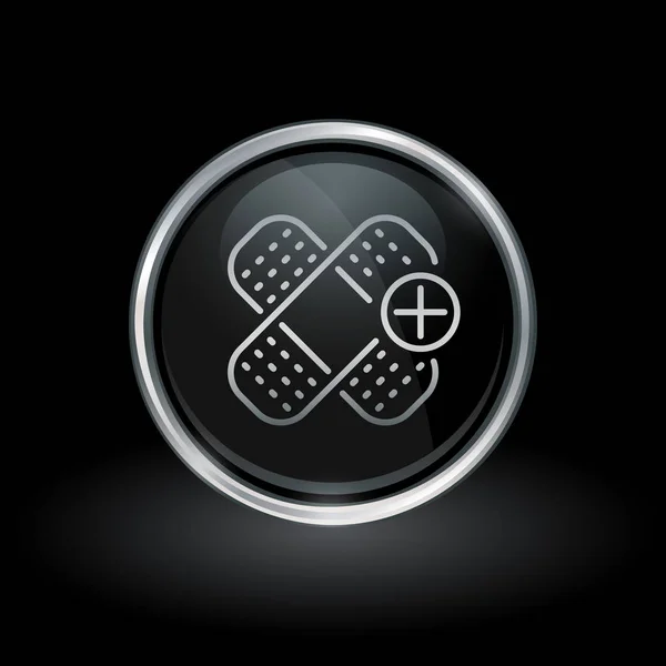 Icona bendaggio all'interno rotondo argento e nero emblema — Vettoriale Stock