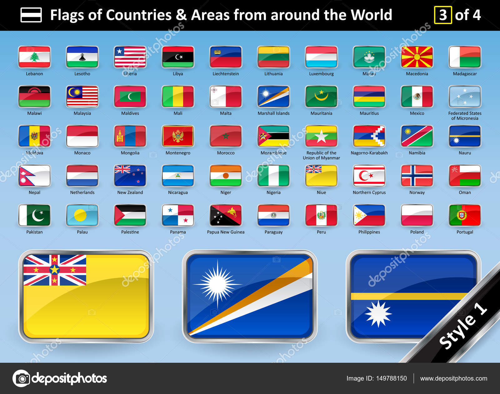 Banderas de paises y los nombres