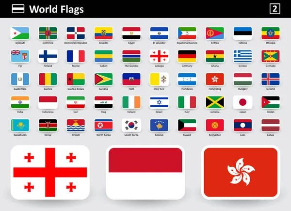 Markeren van iconen van de wereld met namen in alfabetische volgorde — Stockvector