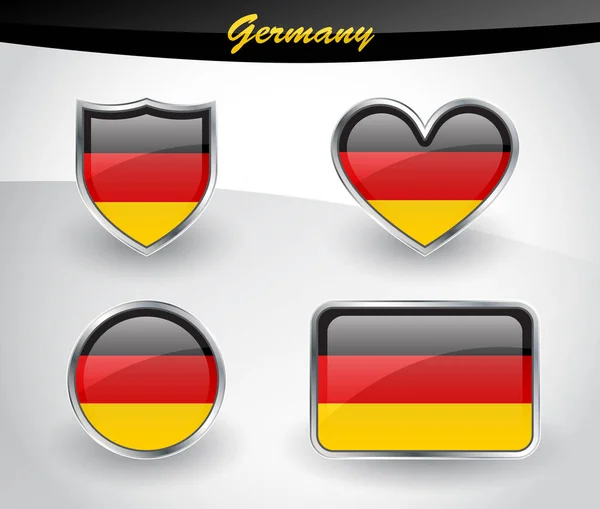Lesklé sada ikon vlajka Německo — Stockový vektor