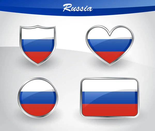 Conjunto de ícones de bandeira brilhante Rússia —  Vetores de Stock