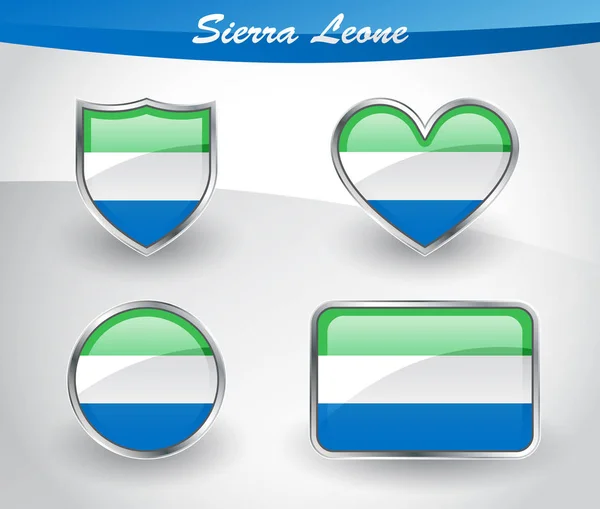Zestaw ikon w błyszczący flaga Sierra Leone — Wektor stockowy